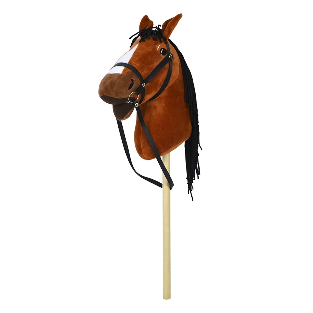 Cavallo con Bastone Pro in Legno Marrone o Beige 29x15x80 cm