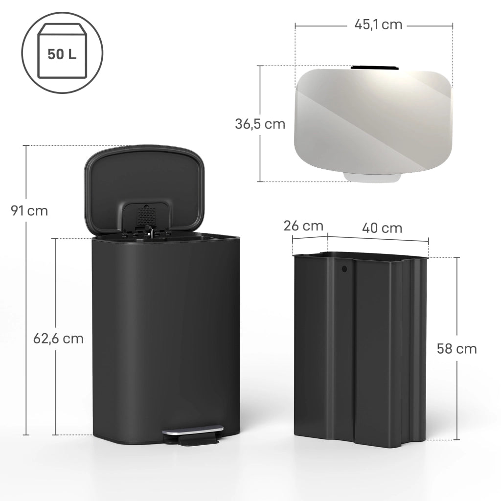 Cestino Pedale Cucina 50 Litri ¨C Minimal ¨C Nero