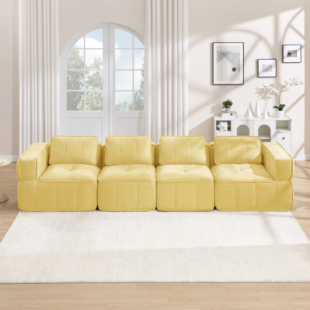 Divano modulare senza struttura 344x93x67 cm in tessuto di poliestere giallo