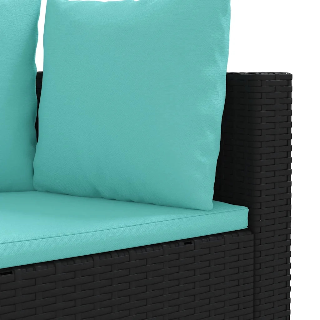Set Divani da Giardino 4 pz con Cuscini Nero in Polyrattan