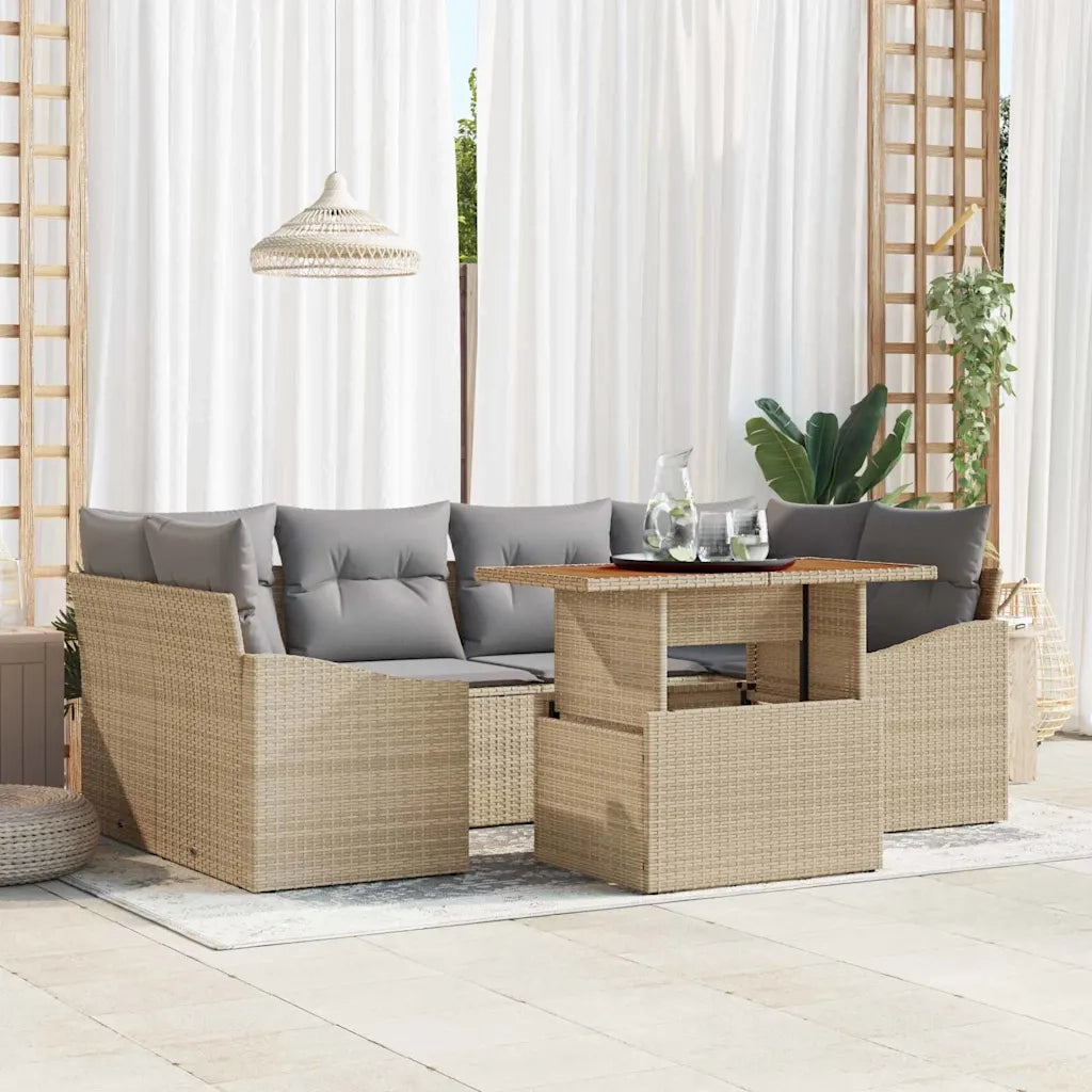 Set Divano da Giardino 7 pcs Beige Poly Rattan 3358527