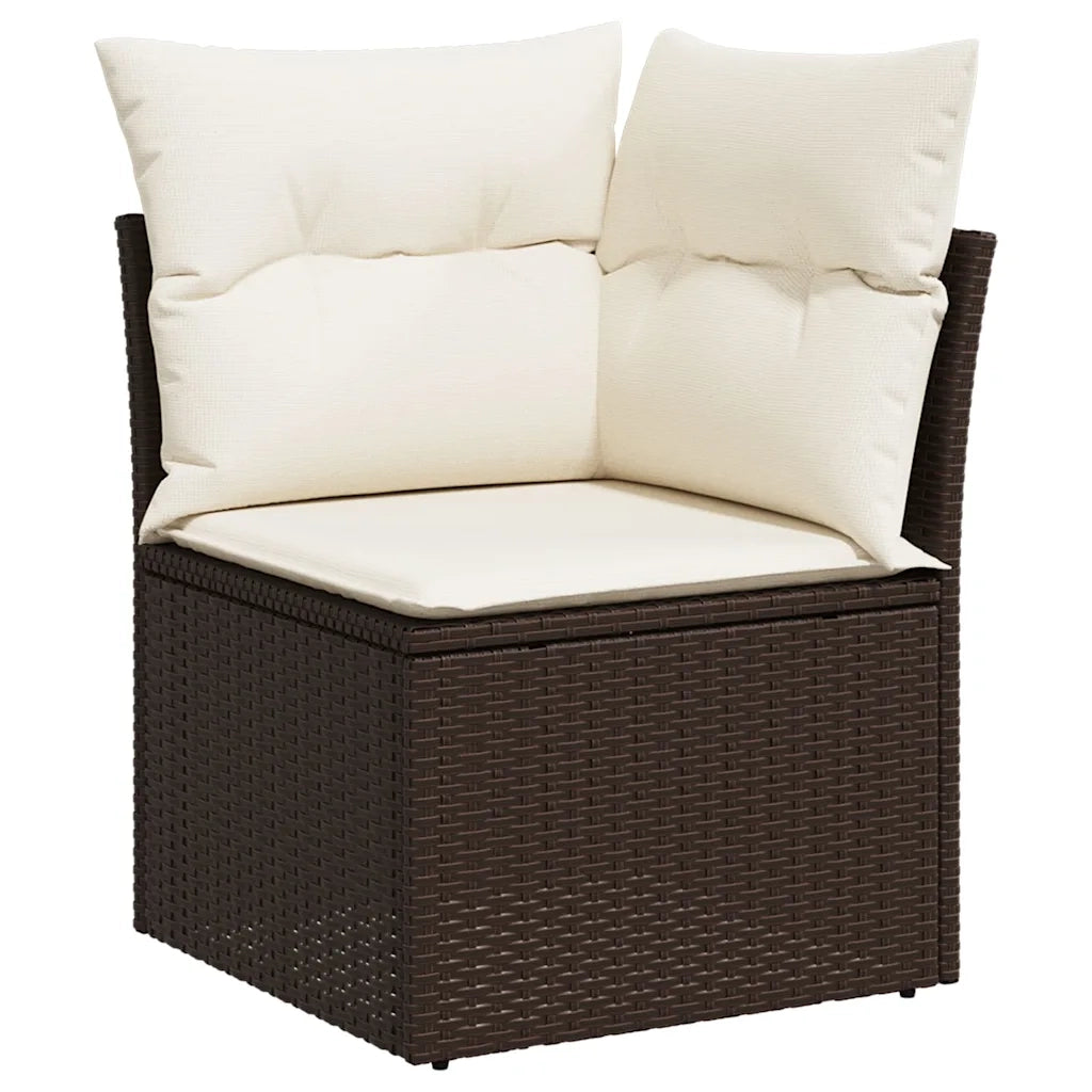 Set Divani da Giardino 10pz con Cuscini in Polyrattan Marrone 3268763