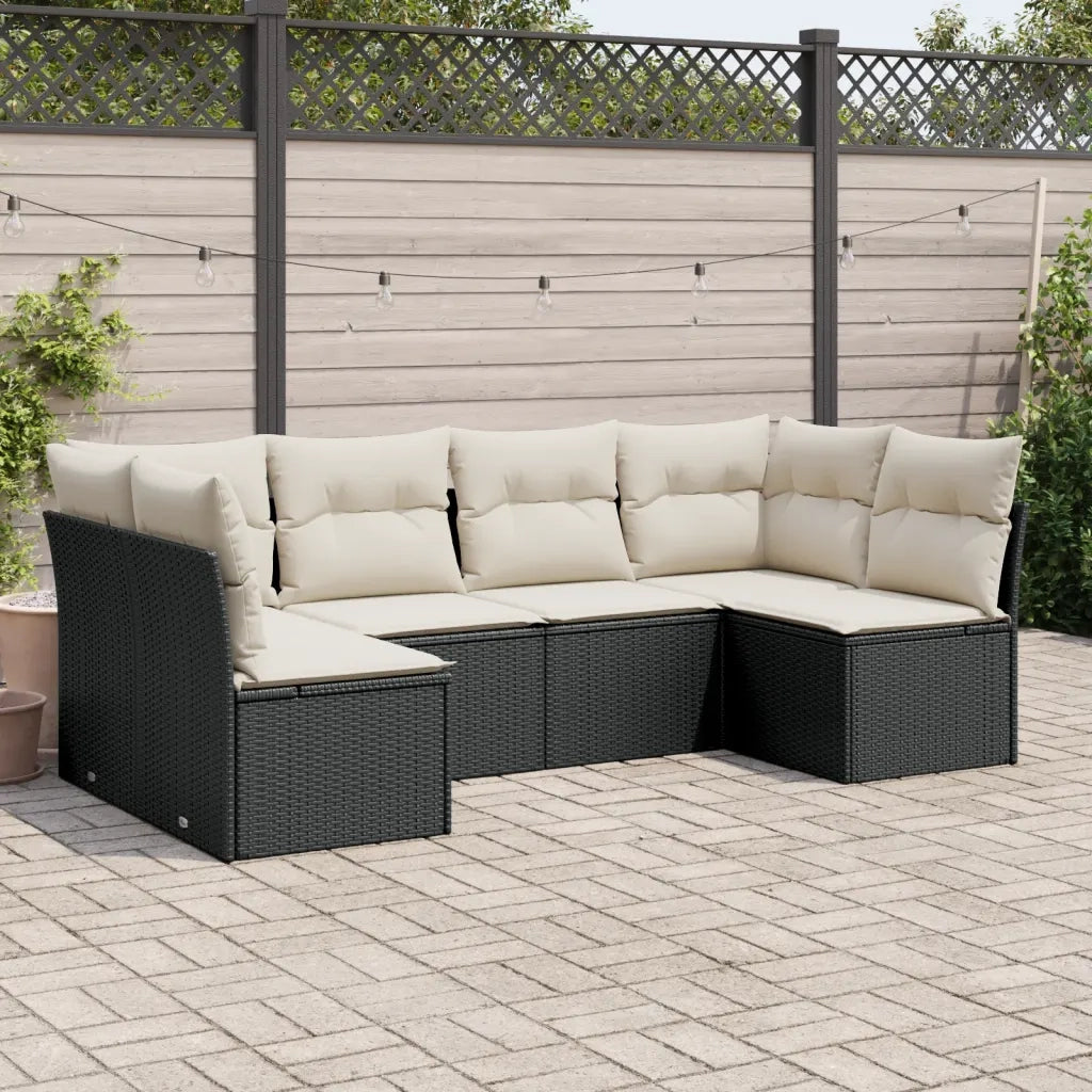 Set Divano da Giardino 6 pz con Cuscini Nero in Polyrattan 3217386