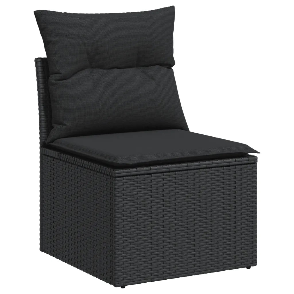 Set Divani da Giardino 9 pz con Cuscini Nero in Polyrattan 3224599