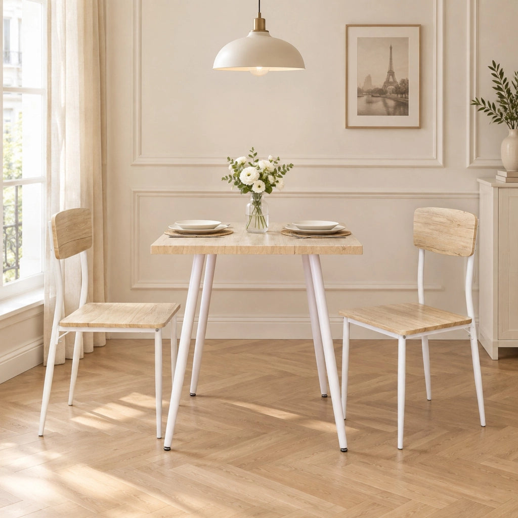 Set tavolo e sedie con tavolo rettangolare e 2 sedie per cucina in MDF naturale