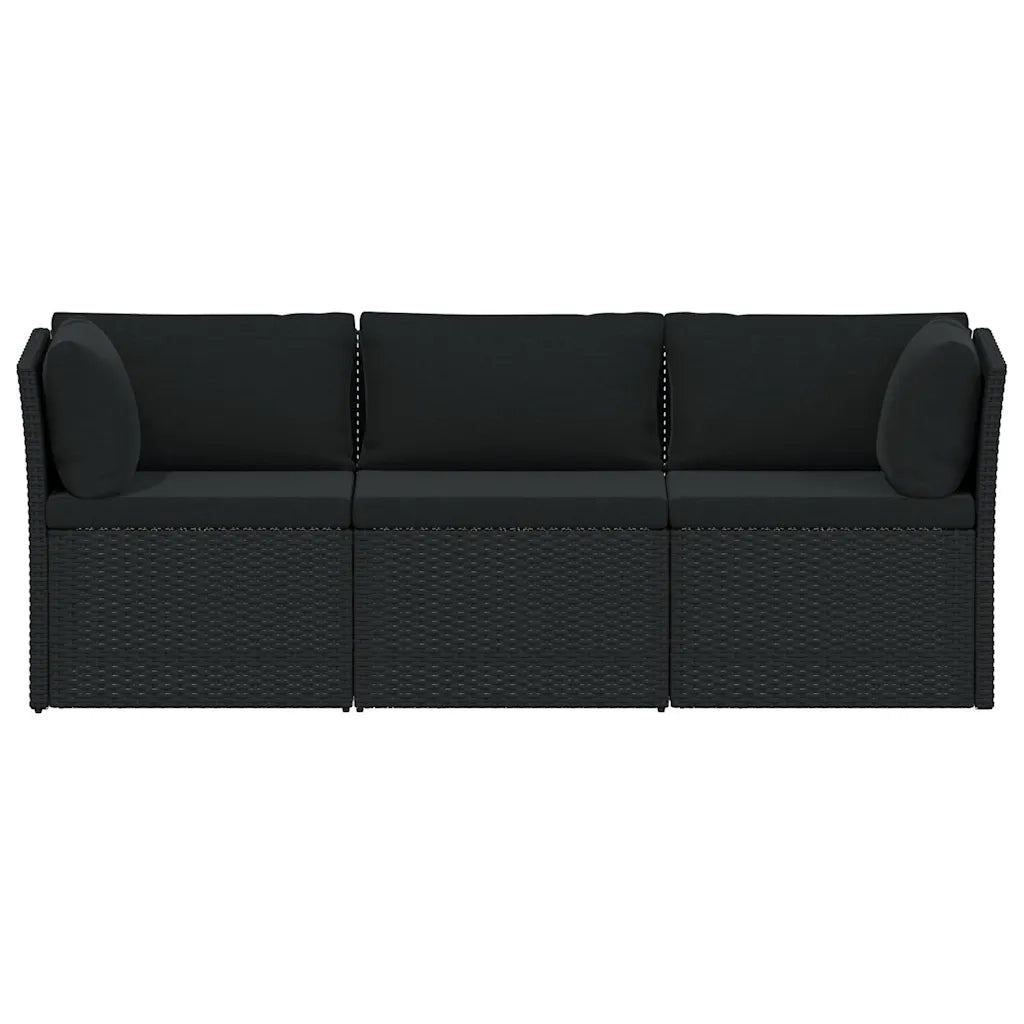 Set Divani da Giardino 4 pz con Cuscini in Polyrattan Nero