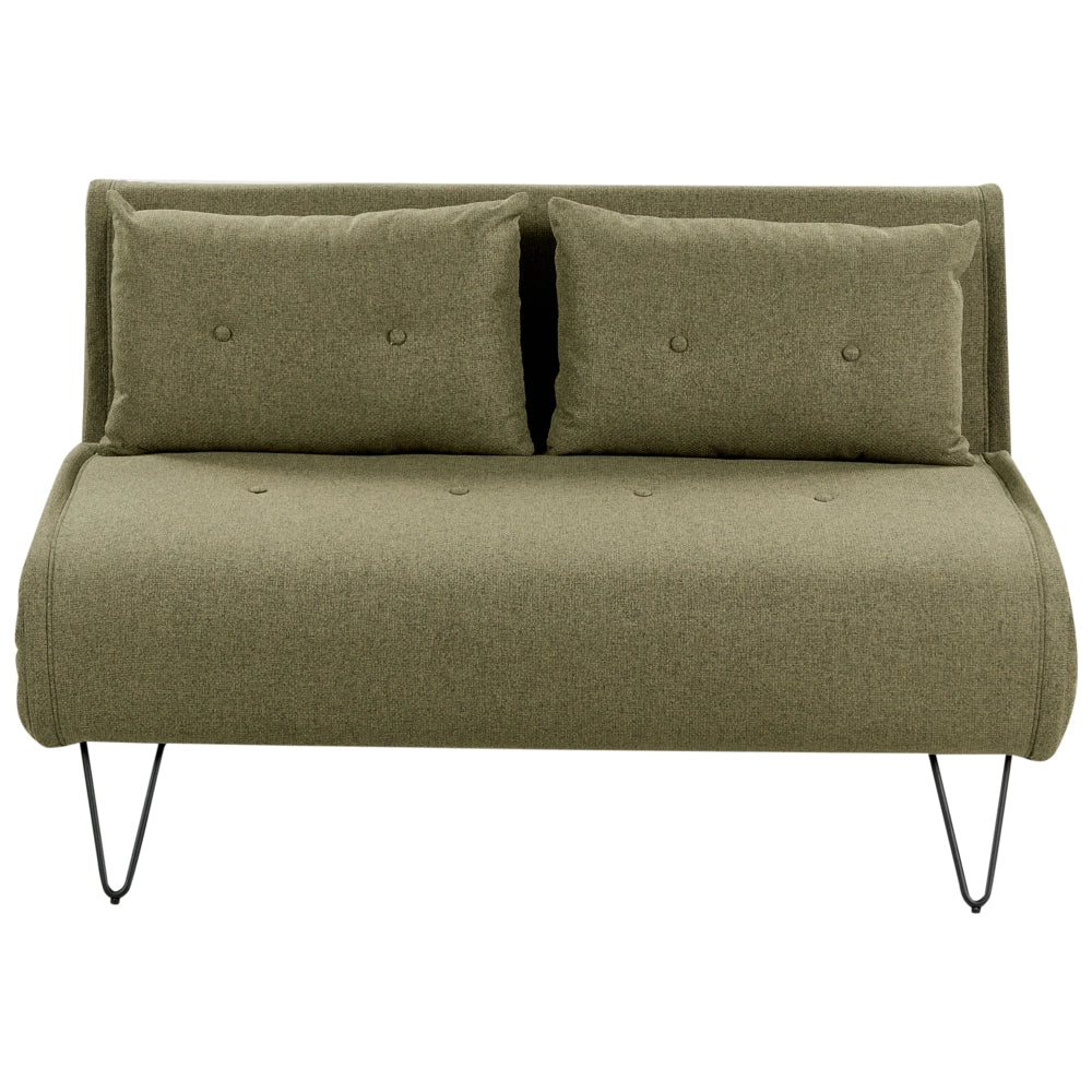 Divano letto 2 posti glamour con cuscini tessuto verde oliva Sfoderabile senza braccioli