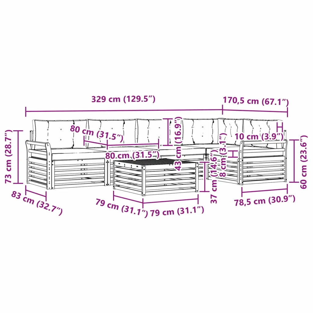Set di divani da esterno 6 pz Bianco e Antracite Poliestere 3390527