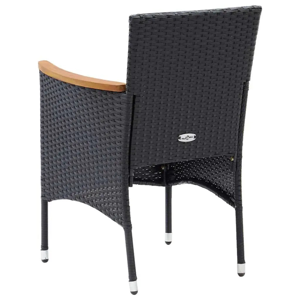 Set Pranzo da Giardino 9 pz con Cuscini in Polyrattan Nero 3095002