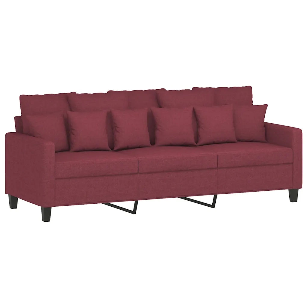 Divano a 3 Posti Rosso Vino 180 cm in Tessuto 359281