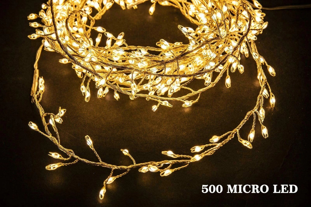 Luci di Natale 500 Micro Led Catena Cluster Microled Interno Esterno Luce Calda
