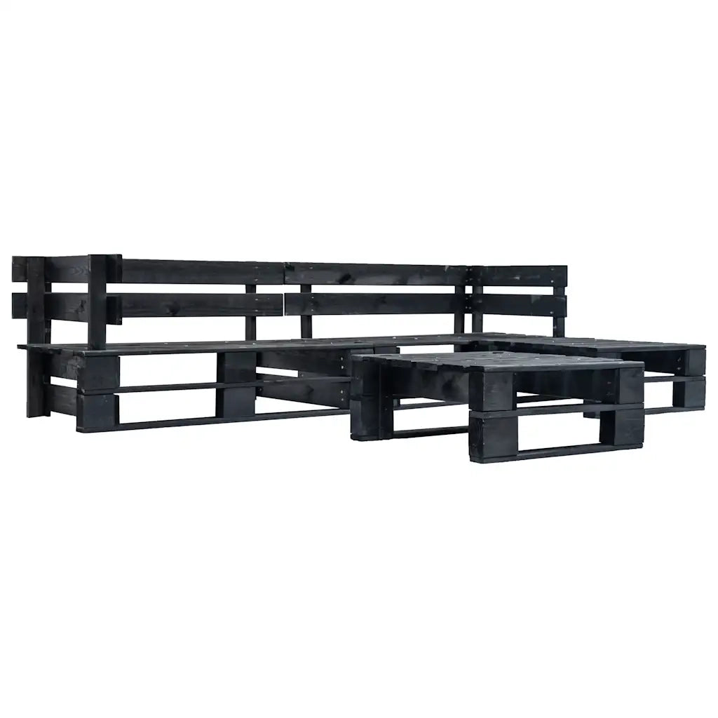 Divani da Giardino su Pallet 4 pz Neri in Legno 277424
