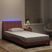 Giroletto con LED senza Materasso Hanko Rosa 100x200 cm in Velluto