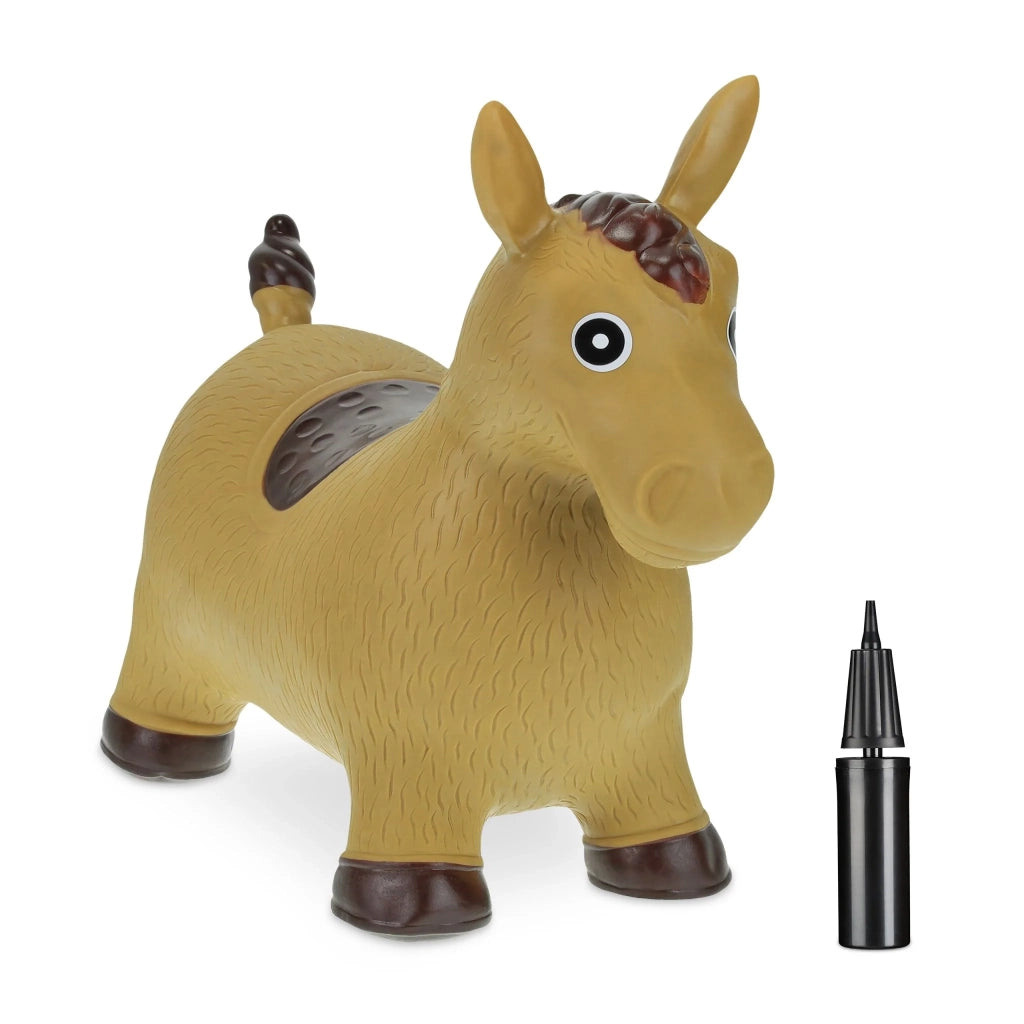 Giocattolo saltarino cavallo carino interno esterno 60 x 30 cm migliora equilibrio coordinazione in PVC marrone chiaro 13_0012457