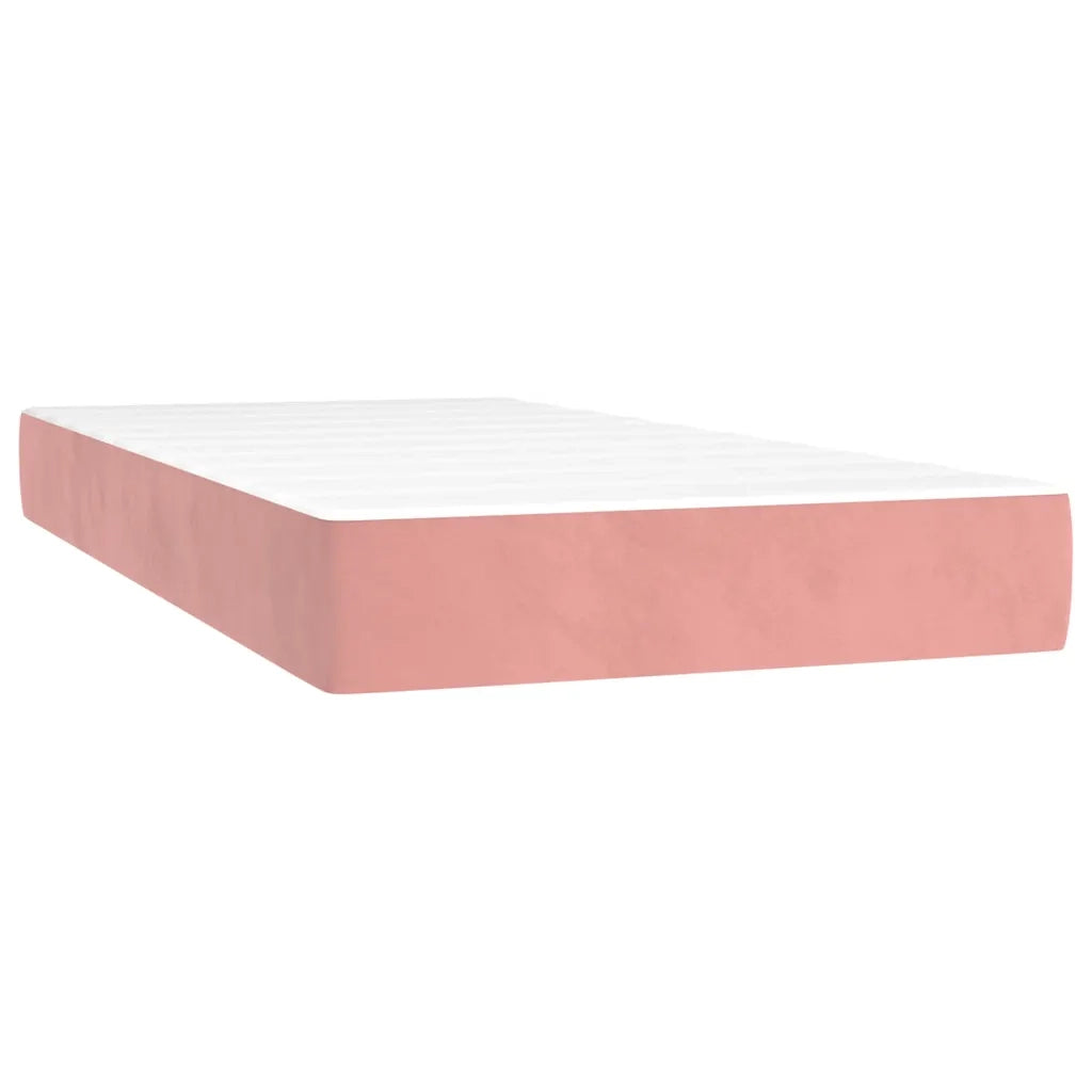 Letto a Molle con Materasso e LED Rosa 90x190 cm in Velluto 3134620