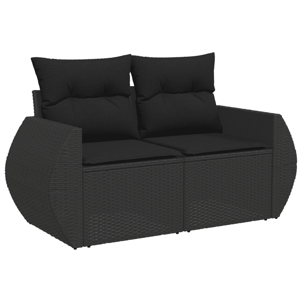 Set Divani da Giardino 9 pz con Cuscini Nero in Polyrattan 3257420