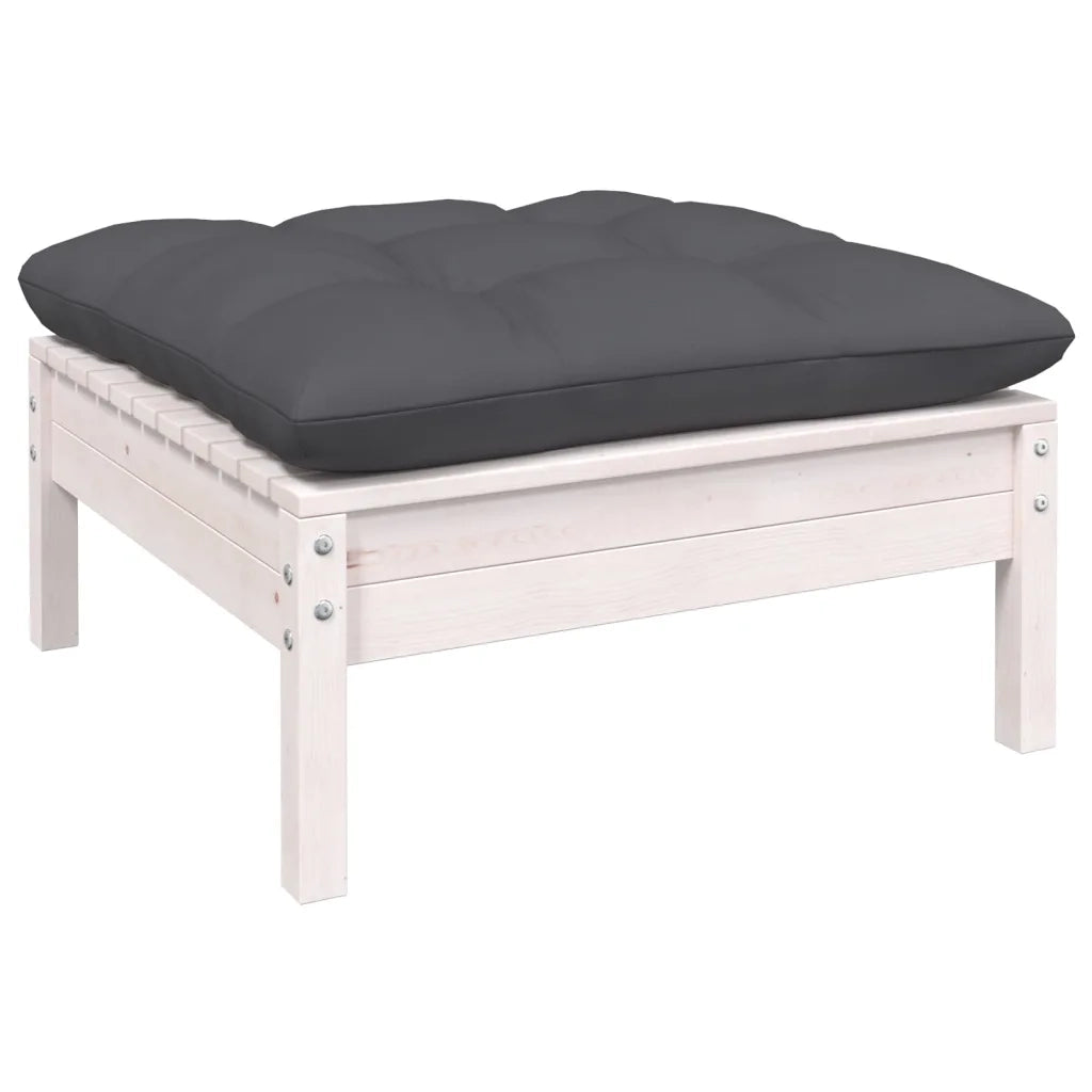 Set Divani da Giardino 10 pz con Cuscini Bianchi Legno di Pino 3096533