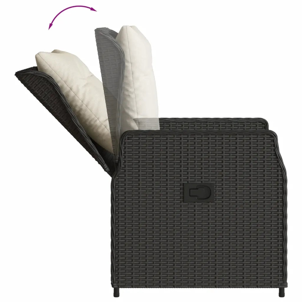 Set da Pranzo da Giardino 9 pz con Cuscini Nero in Polyrattan 3262780