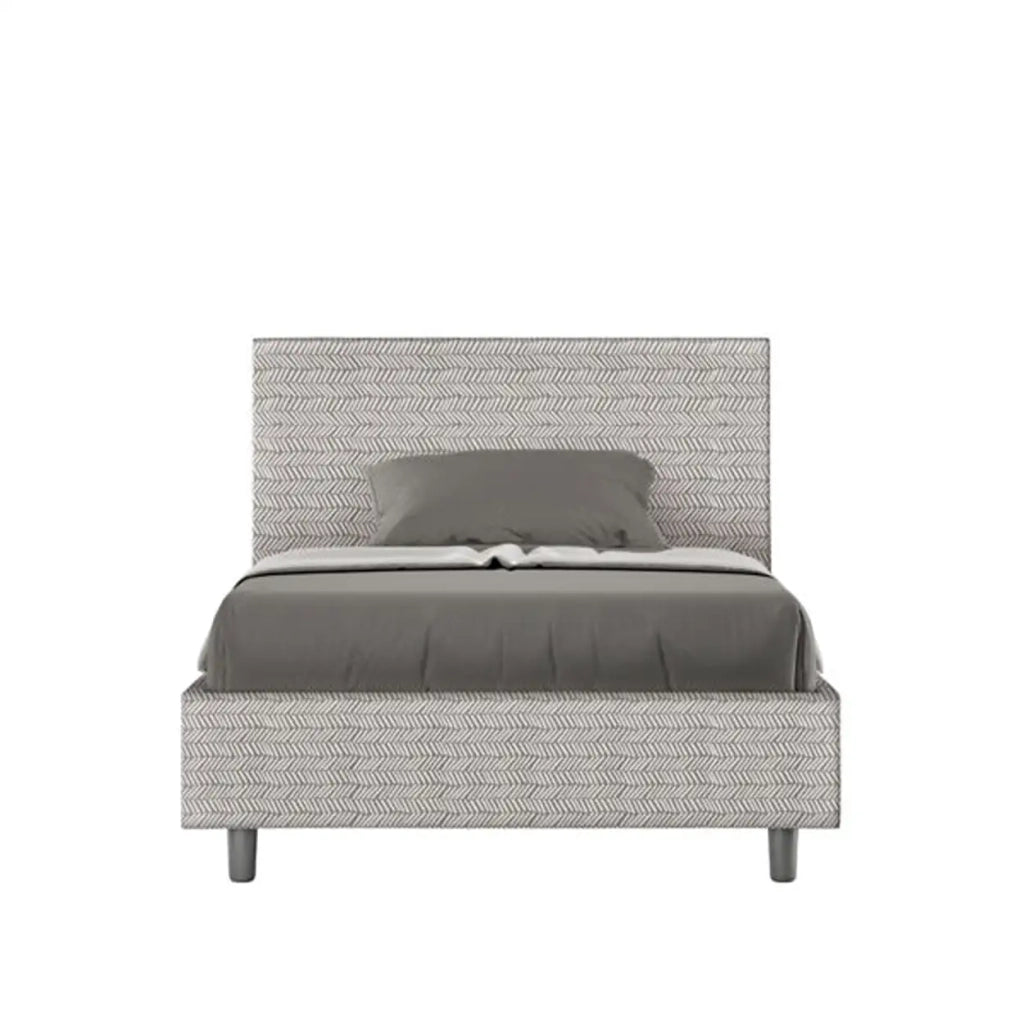 Letto una piazza e mezza con rete imbottito 120x200 tessuto Aragona 1 bianco Adele