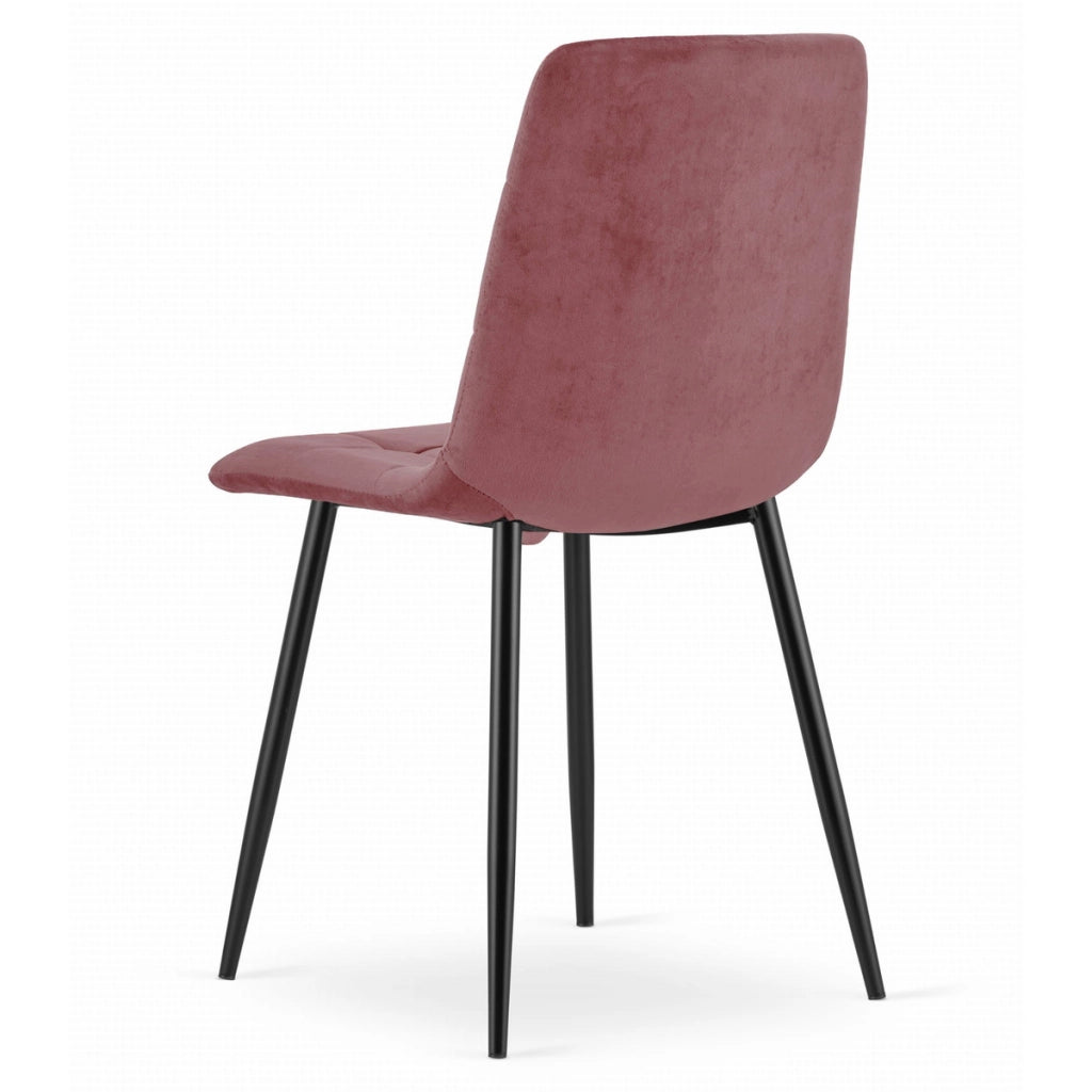 Sedia Kara in velluto rosa antico con gambe nere