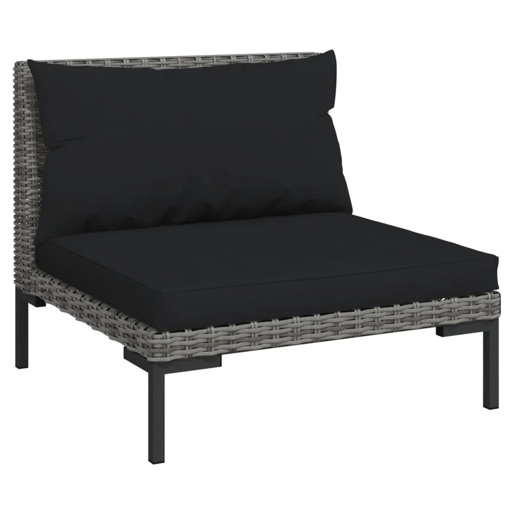 Set Divani da Giardino 4 pz con Cuscini Polyrattan Grigio Scuro 3099814