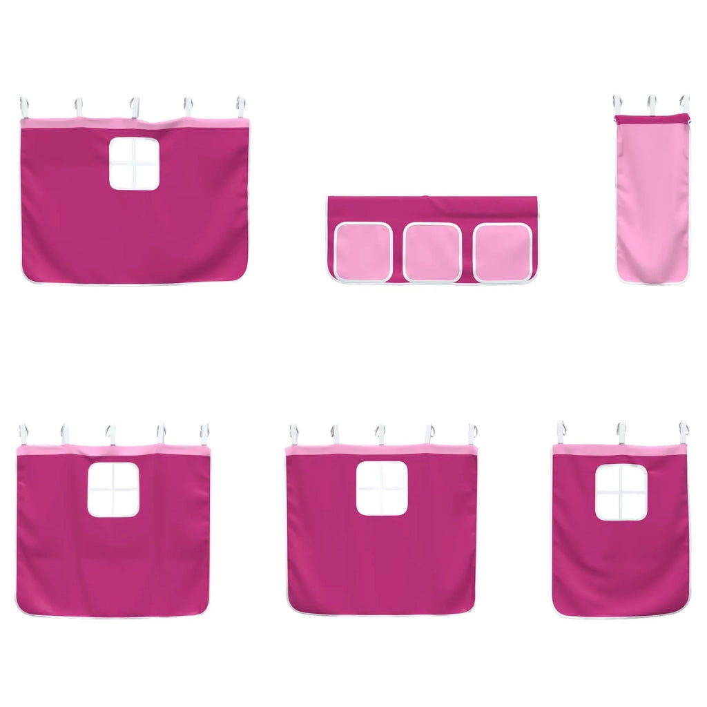 Letto a castello per bambini con tende Nero e rosa 90 x 200 cm 42020804