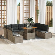 Set Divano da Giardino 10 pcs Grigio Poly Rattan 3358743