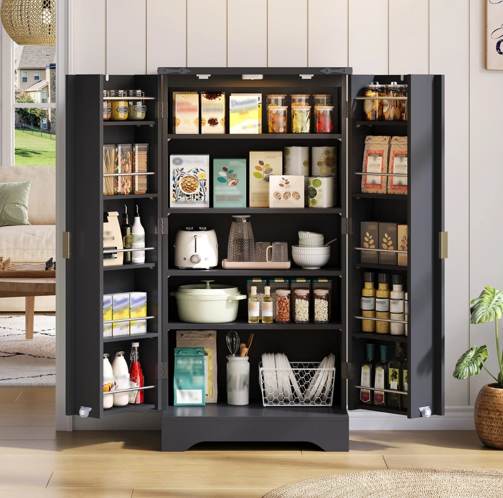 Credenza alta con luce LED sensore; 120x60;5x40 cm; MDF; nero