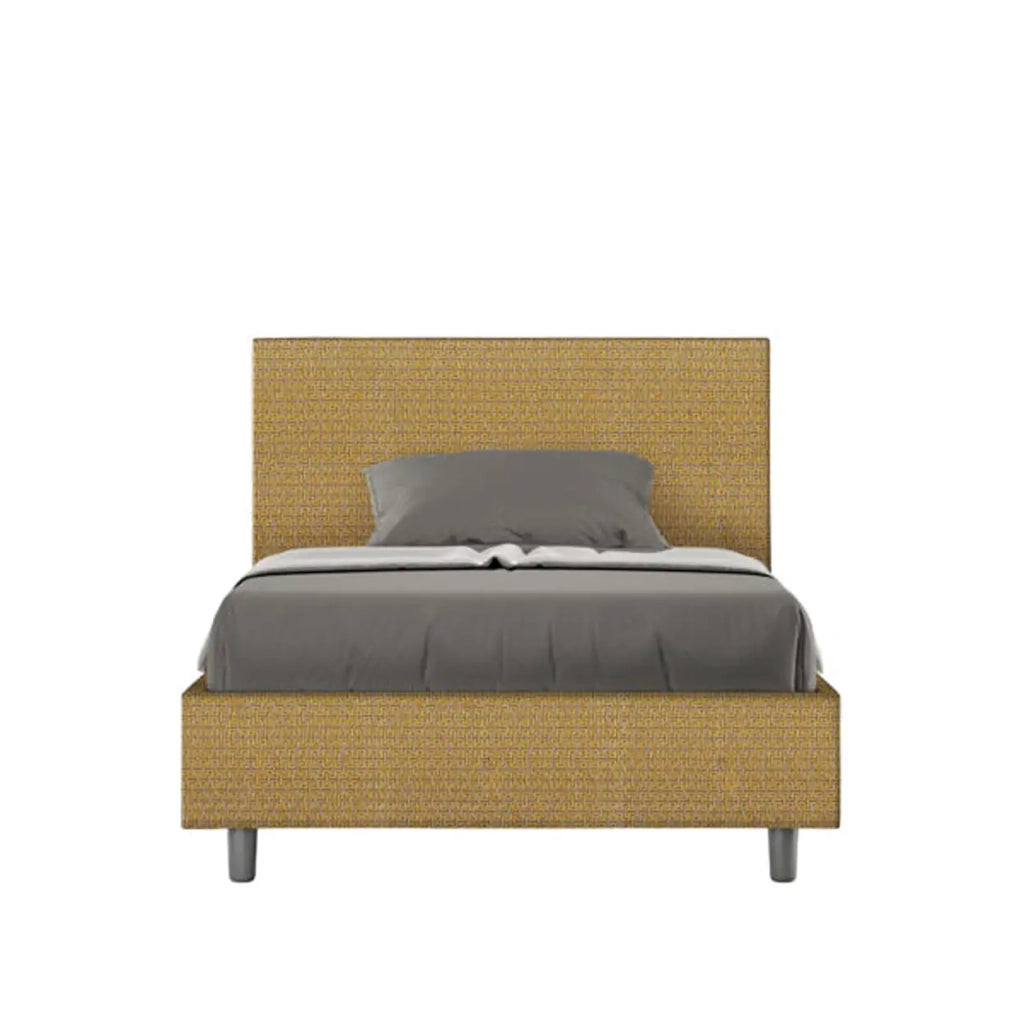 Letto una piazza e mezza con rete imbottito 120x210 tessuto Labirinto 6 giallo Adele