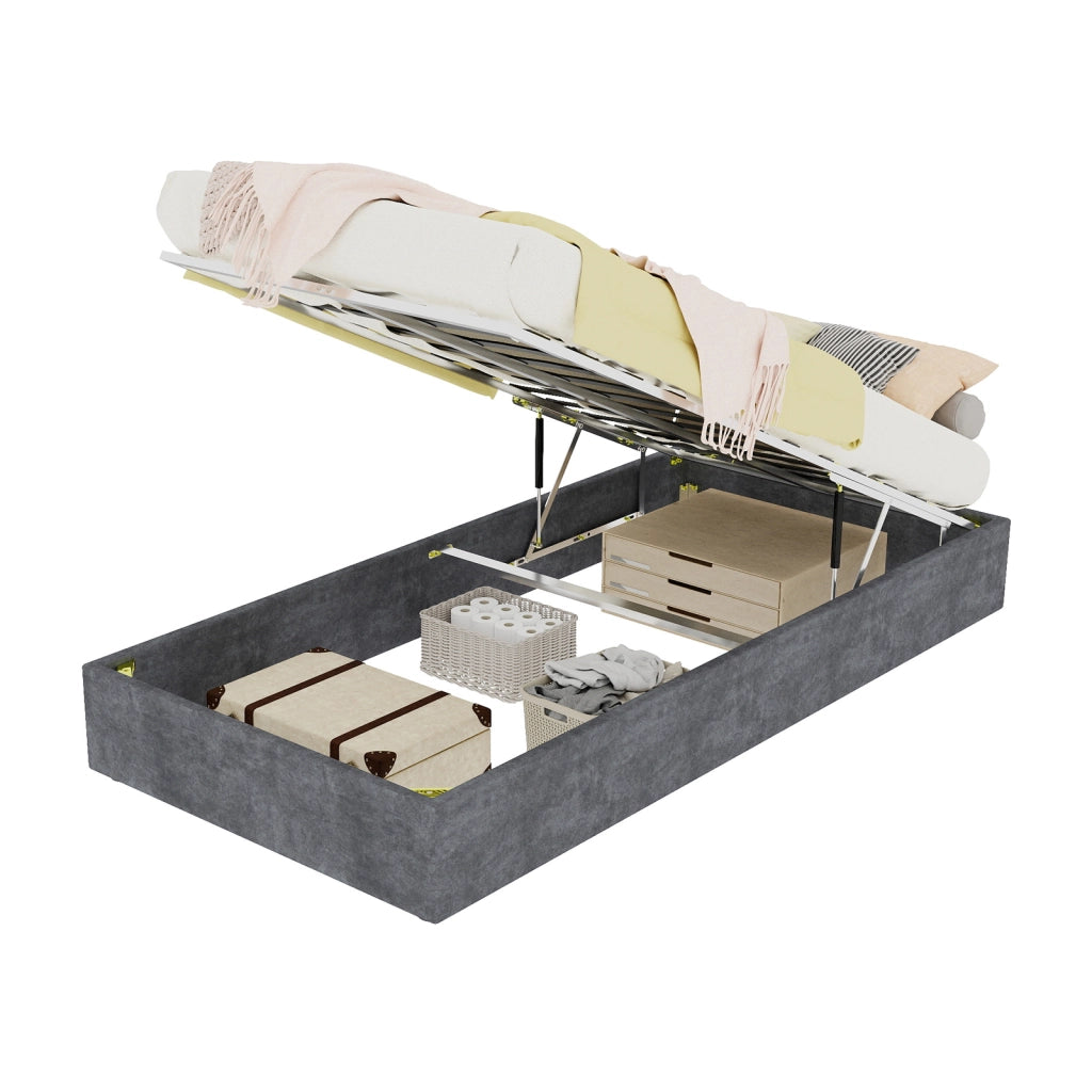 letto telaio tessuto grigio 90 x 200 cm