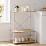 Microwave Shelf, White Oak, 60x39.6x79.5 Cm, Engineered Wood