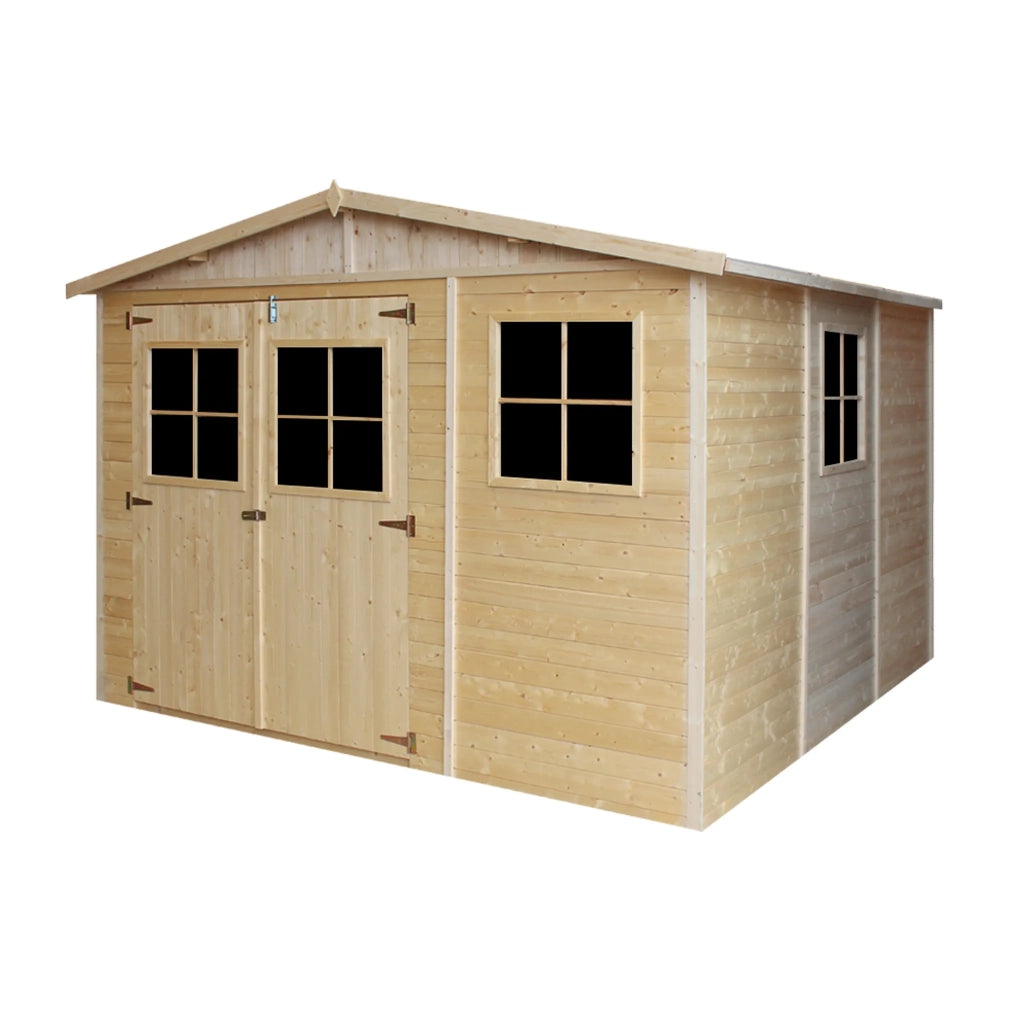 TIMBELA M335+M335G Casa da giardino in legno naturale CON PAVIMENTO IMPREGNATO A226x316x324 cm/9 m²