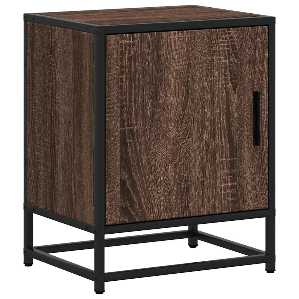 Comodini Rovere Marrone 2 pz Legno Multistrato e Metallo 848718