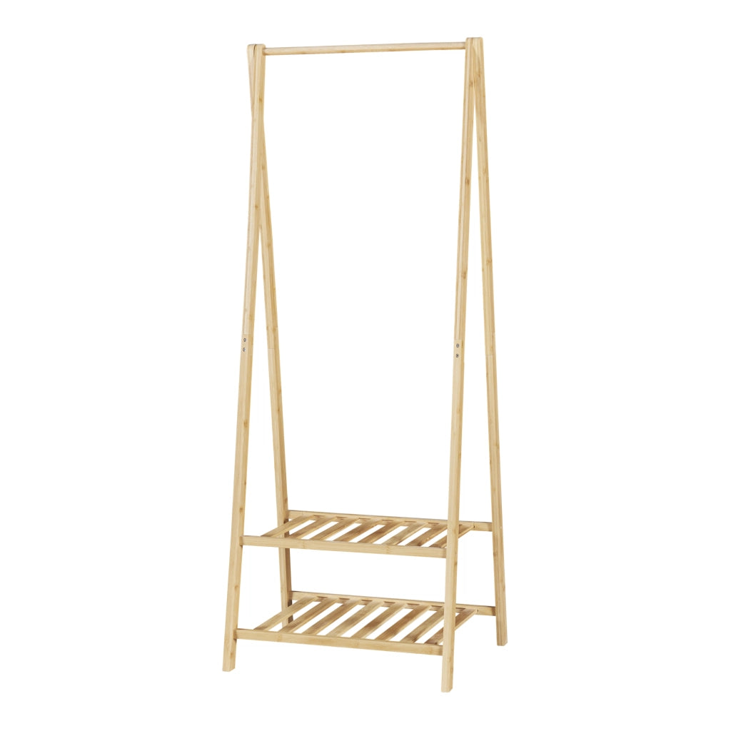 Stand Appendiabiti 'Öckerö' in Bambù con 2 Ripiani e Barra Porta Abiti [en.casa]