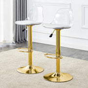 SGABELLO BAR regolabile 82-104 cm schienale trasparente oro Set da 2 pezzi