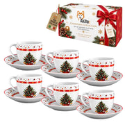 Akitaink 6 Tazzine da Caffe' Christmas Tree con Piattino 90 ml