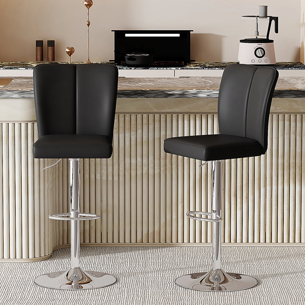 SGABELLO ALTO Set da 2 pezzi 95,5-117,5 cm PU nero e argento