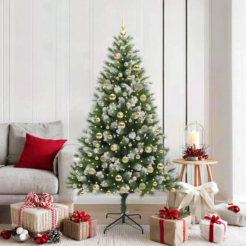 Albero di Natale artificiale a cerniera con neve fioccata