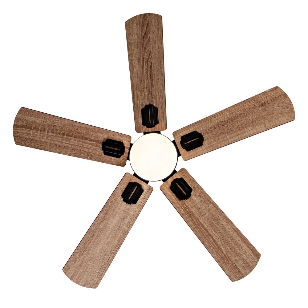 Ventilatore da soffitto con luce e telecomando ¨C Minimal ¨C nero 5 pale dimmerabile per esterno e interno