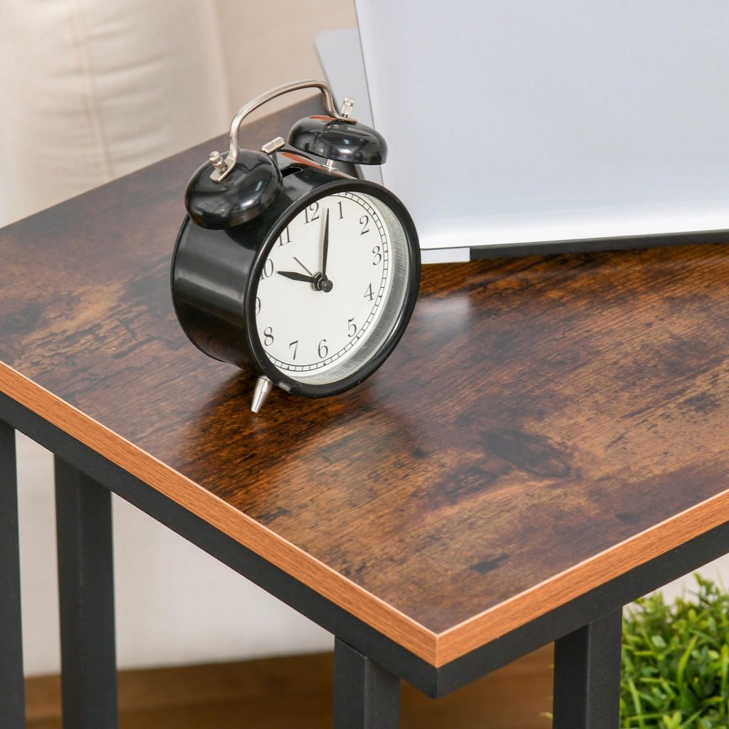 Tavolino laterale 51x36x65 cm a C con ruote e ripiano in MDF nero