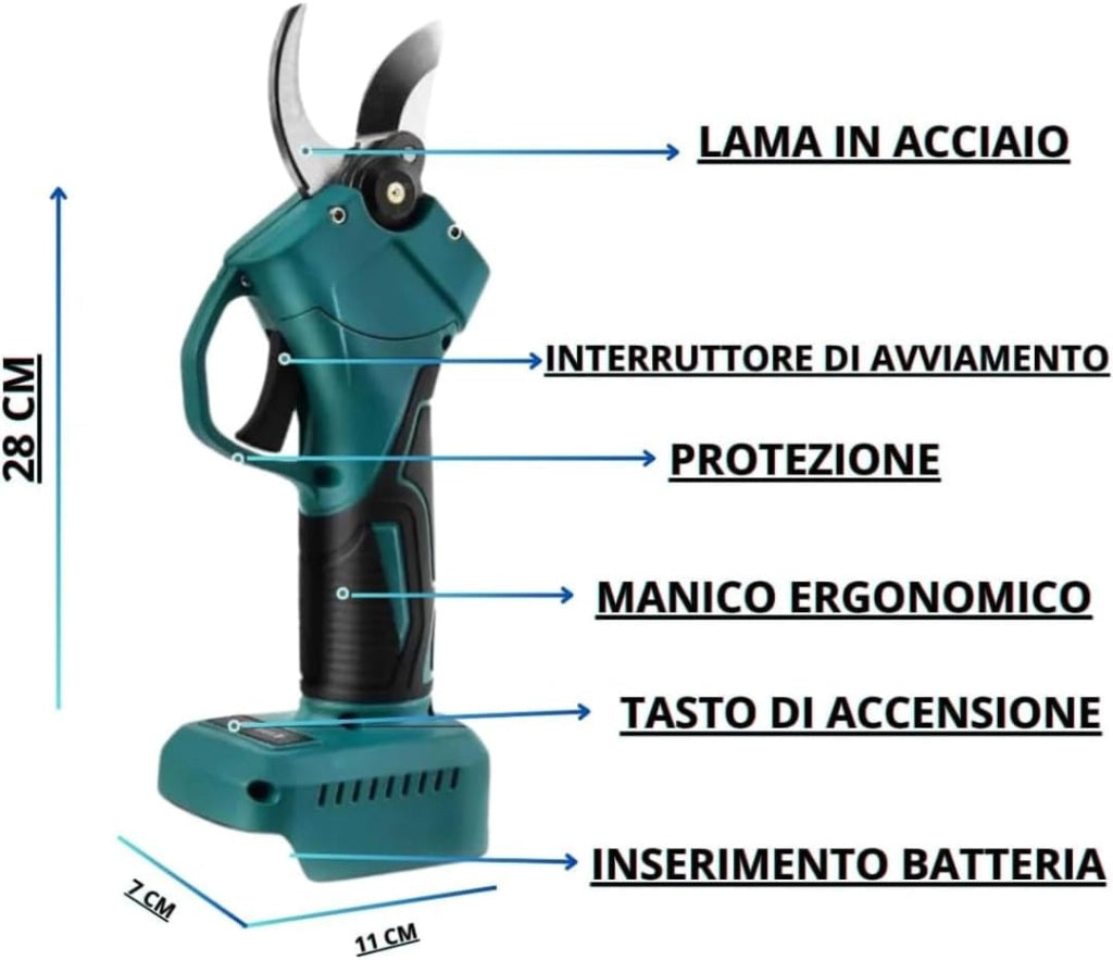 Forbici Potatura a Batteria, Motosega a Batteria Incluso con 2 Batterie 48V 2000Mah
