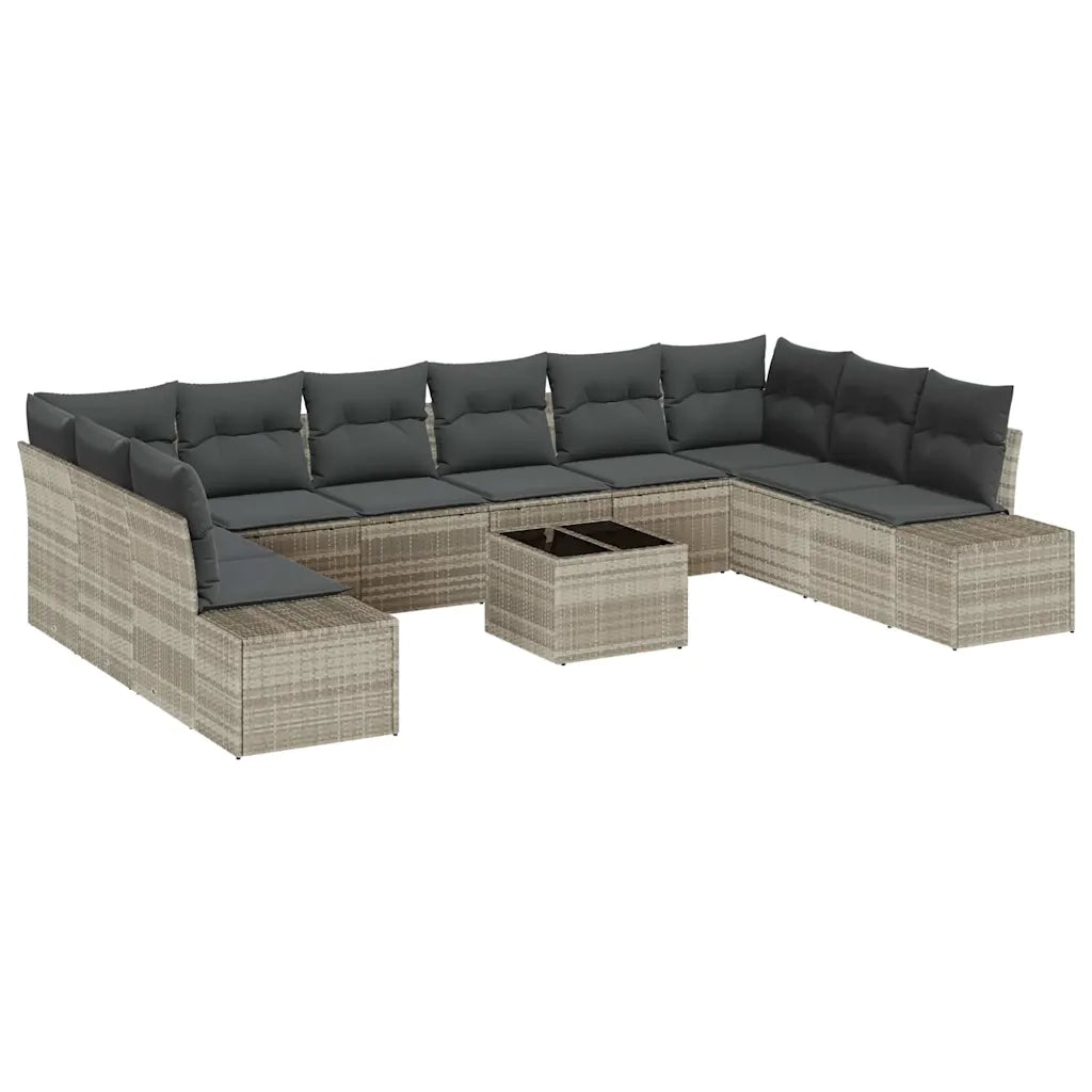 Set Divano da Giardino 10 pcs Grigio chiaro Polyrattan 3355921