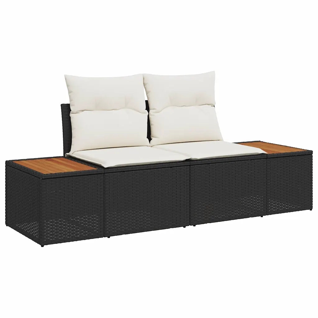 Set Divano da Giardino con cuscino 4 pcs Nero Poly Rattan 3359614