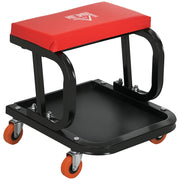 Sgabello con Ruote e Vassoio ¨C Minimal ¨C Rosso, Acciaio, 100 kg