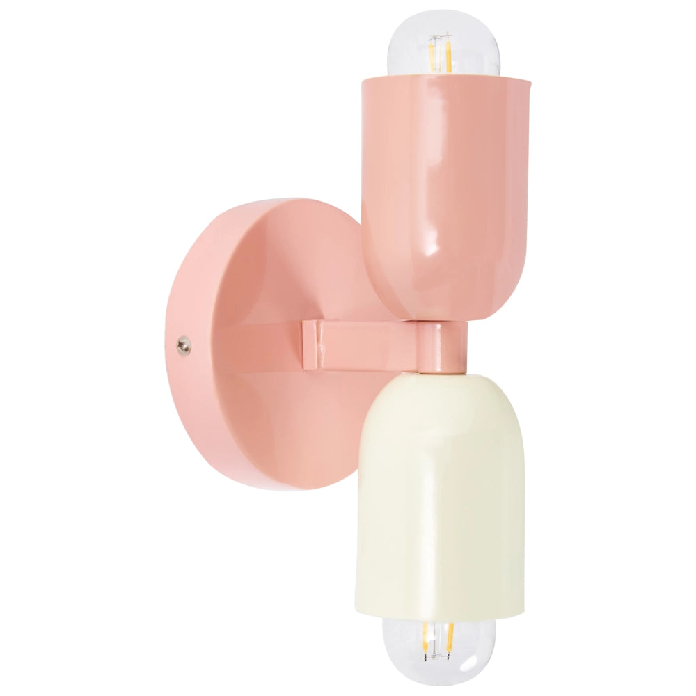 Set di 2 lampade da parete a due luci Up-Down Scones rosa