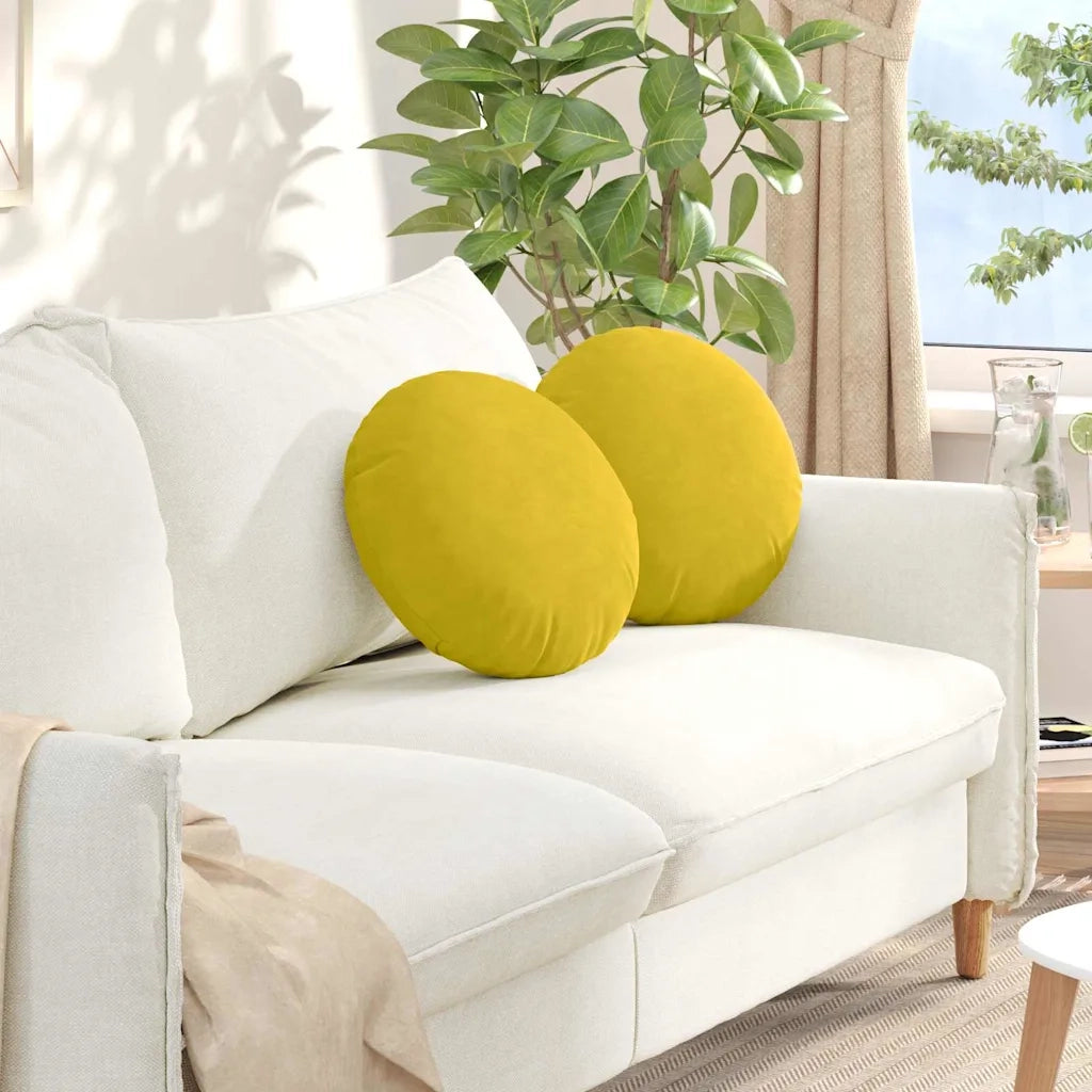 Cuscini per Seduta 2 pcs Giallo Ø 40 x 13 cm Velluto 42014144