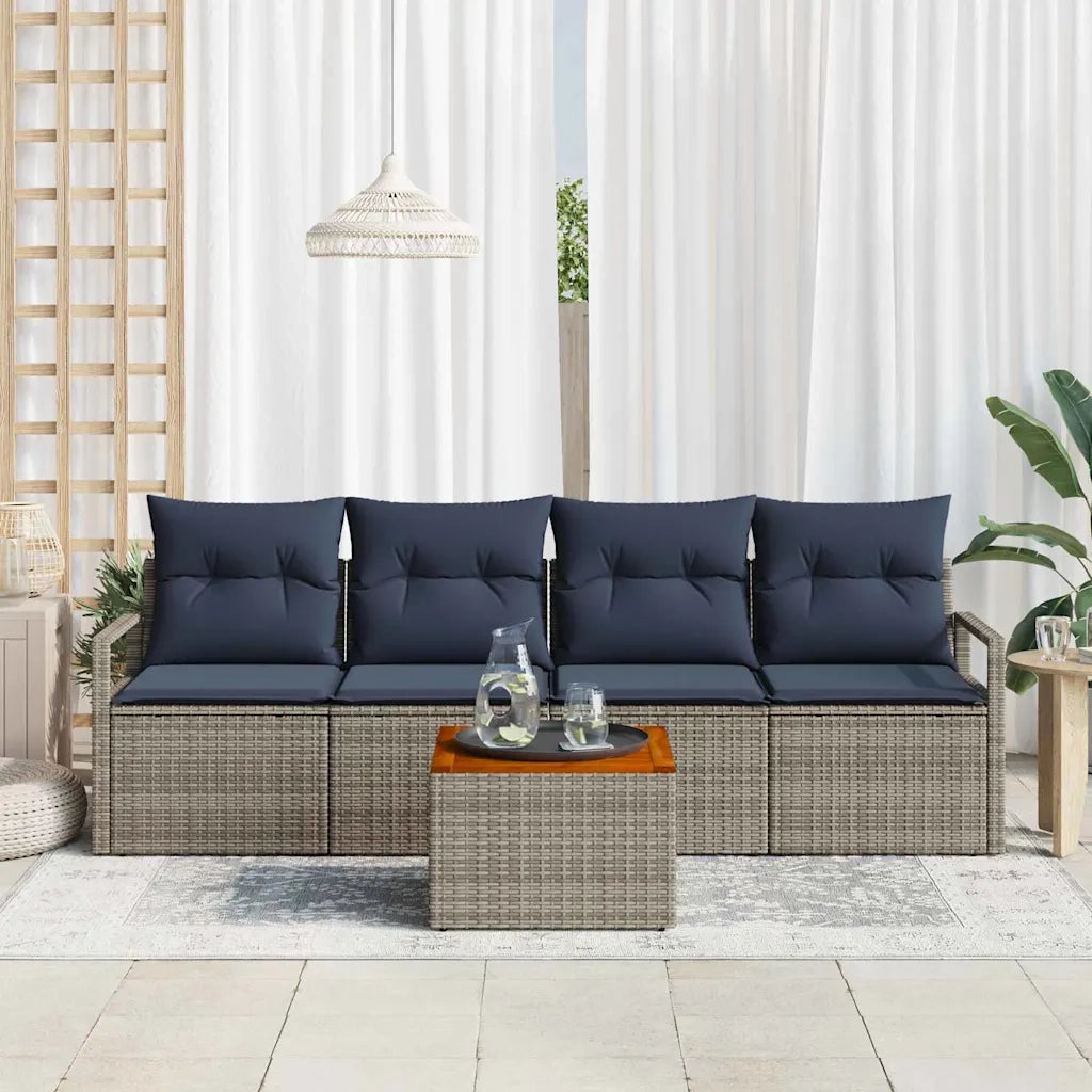 Set Divano da Giardino con cuscino 5 pcs Grigio polyrattan 3347640