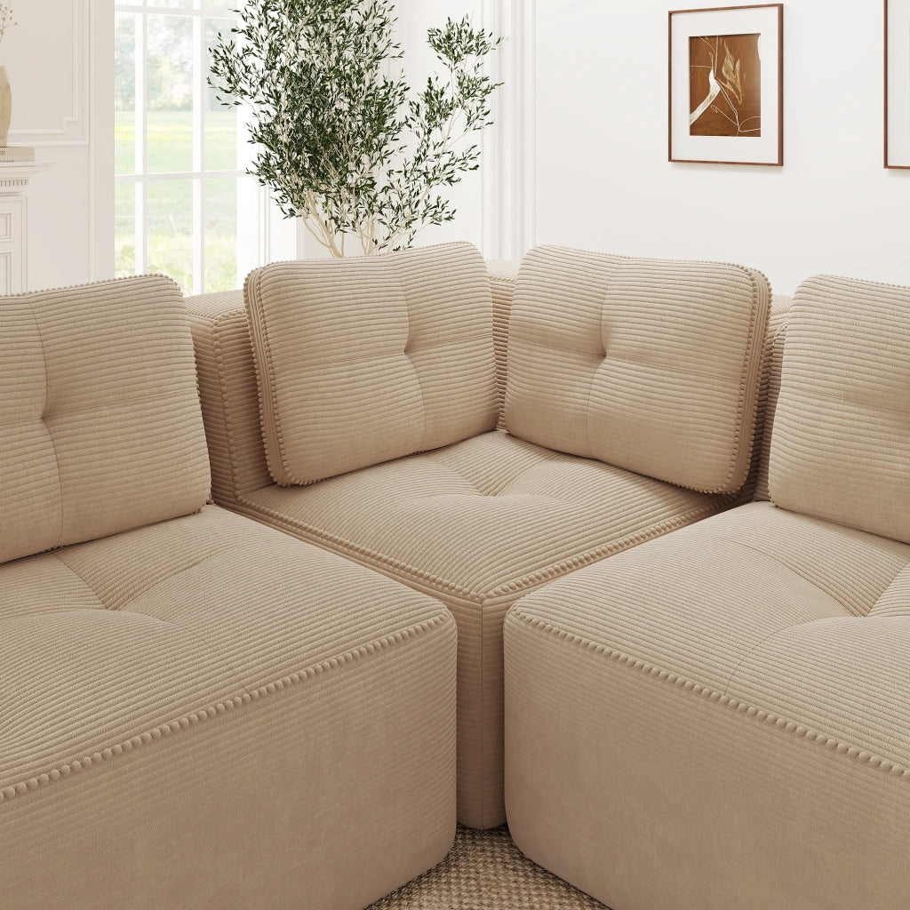 Divano Angolare Modulare 2 Posti ¨C Xylo ¨C Velluto a Coste, Beige
