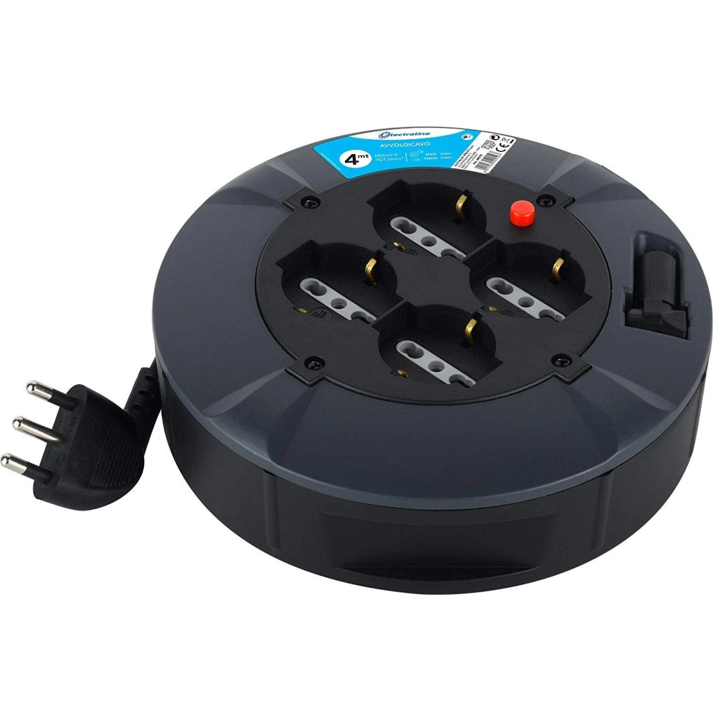 Avvolgicavo Domestico Electraline 2P con T 16A Bipasso Schuko X4 N°xmmq