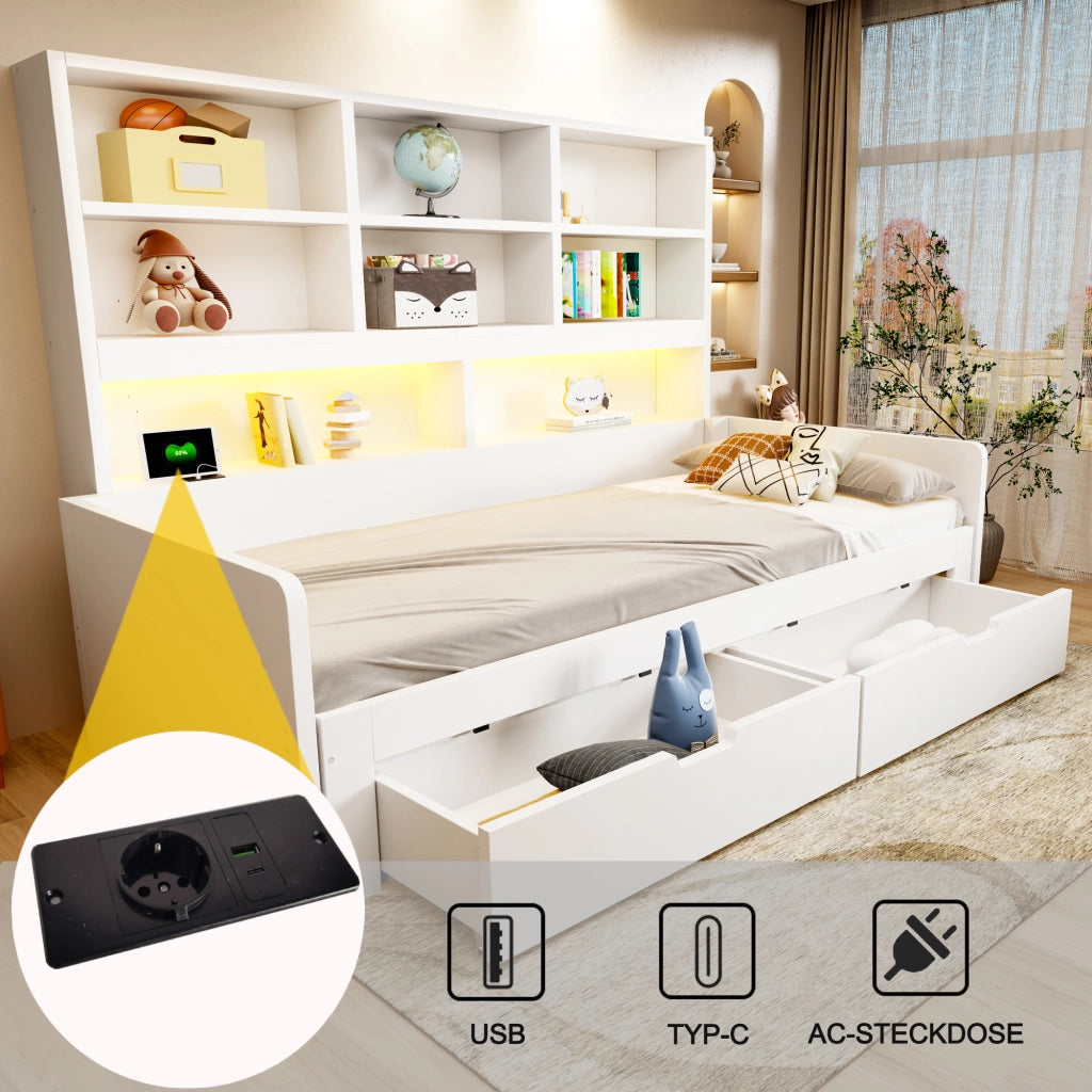 letto in mdf bianco 90 x 200 cm